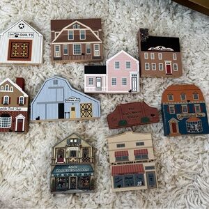Vintage Cats Meow Village Buildings Lot (10) - Signed by Faline Jones
